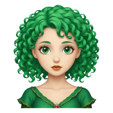 curly green haired fantasy woman sticker