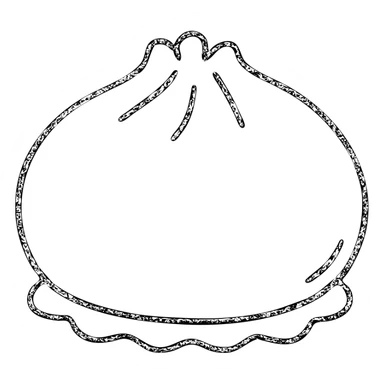 minimalist hand-drawn outline of a banh bao, no fill, slightly irregular lines sticker