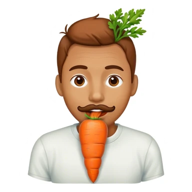 man head with carrot in mouth sticker