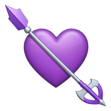 purple heart pierced by an arrow, iPhone emoji style, heart more rounded sticker