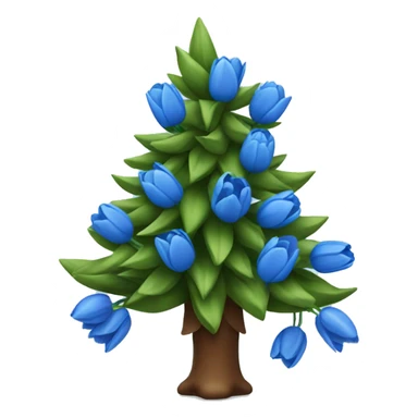 christmas tree with blue tulips  sticker