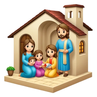 Devotional Christ with family in house sticker