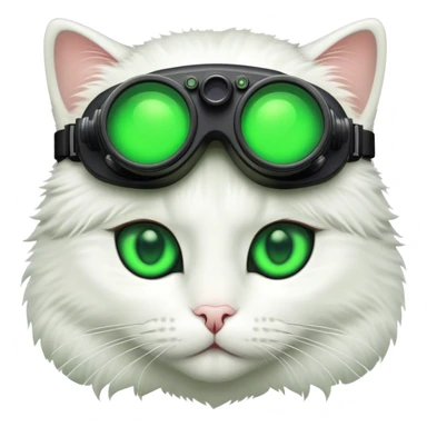 white cat with nigthvision googles sticker