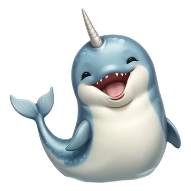Cinematic Cute Yawning Narwhal Portrait Emoji, Head tilted slightly with a dramatic, wide-open yawn, showcasing a streamlined, mottled body with a gracefully curled ivory tusk and sleepy, half-closed eyes, Simplified yet irresistibly adorable features, highly detailed, glowing with a soft, cozy arctic glow, high shine, relaxed yet expressive, stylized with a hint of whimsical marine ease, soft glowing outline, capturing the essence of a drowsy yet affectionate narwhal that appears ready to stretch out for a nap! sticker