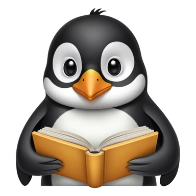 Penguin reading a book  sticker