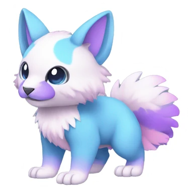 Cute cool white blue purple pink animal hybrid Fakemon full body sticker