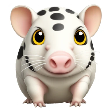 White chubby armadillo pig with yellow and black spots and cute tiny eyes sticker
