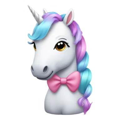 Unicorn with pigtails and a bow sticker