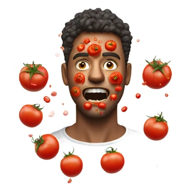 Man getting tomatoes in face sticker