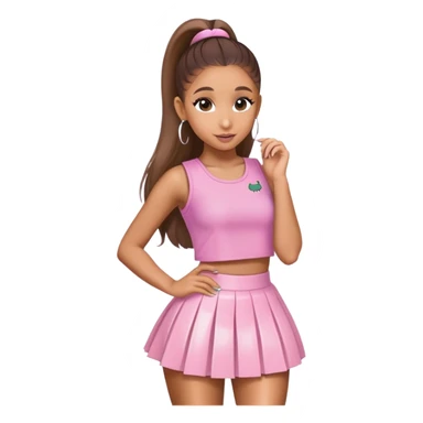 Ariana grande wearing a pink croc top and a short white skirt  sticker