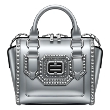 Ultra realistic Alexander Wang bag, in a cyberpunk aesthetic style with luxury embellishment  sticker