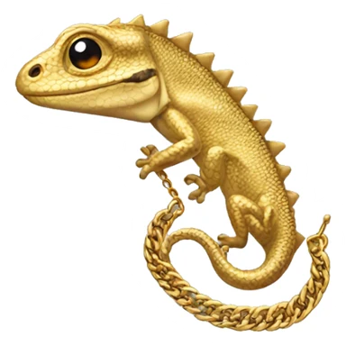 Lizard wearing a gold chain necklace sticker