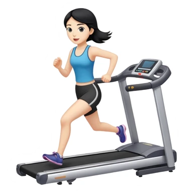Girl with black hair running on a treadmill  sticker