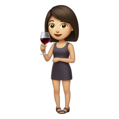 short brunette girl drinking wine sticker