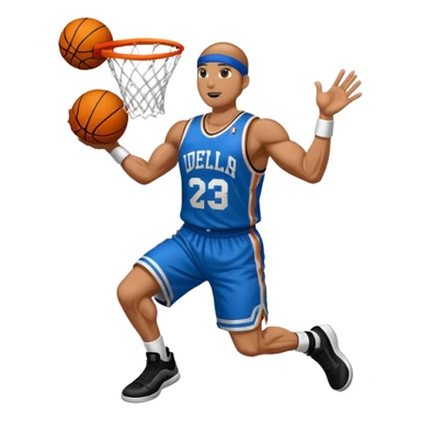 Cell from dragonball dunking a basketball wearing a custom jersey sticker