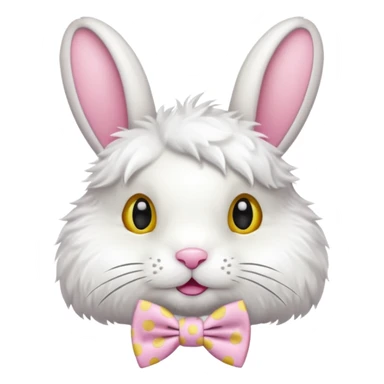 Fluffy rabbit with polka-dot yellow bow tie sticker