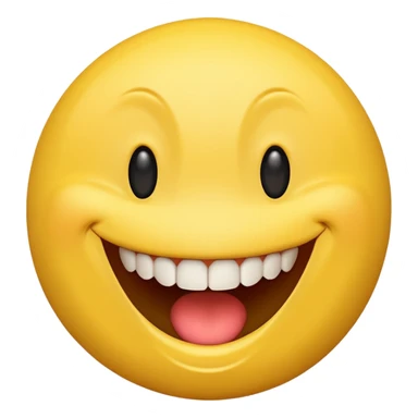 a yellow  smiley face with very big teeth like the trivago guy sticker