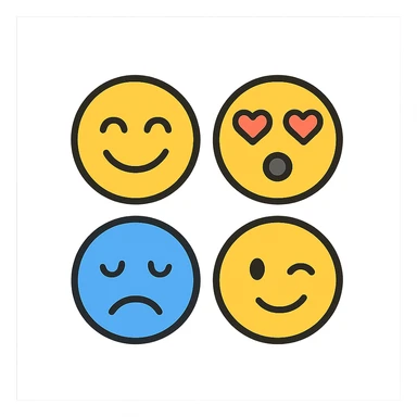 A set of emojis with balanced spacing sticker
