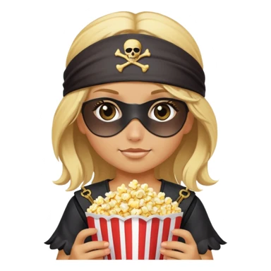 Blond pirate girl with popcorn  sticker