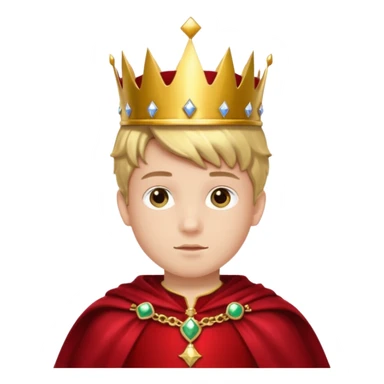 A young noble boy wearing a shiny gold crown and royal cape.
























 sticker