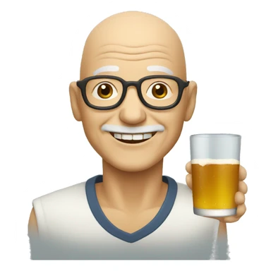 smiling bald old man drinking  sticker