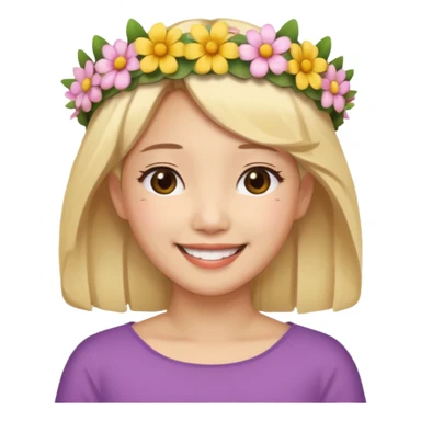 asian woman blonde flower crown sticker