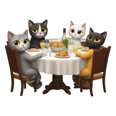 cat family goes to a restaurant sticker