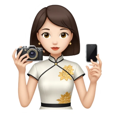 cheongsam ancient white fox with camera sticker