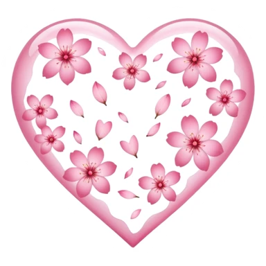 sakura heart with petals sticker