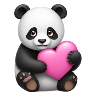 Panda with pink heart sticker