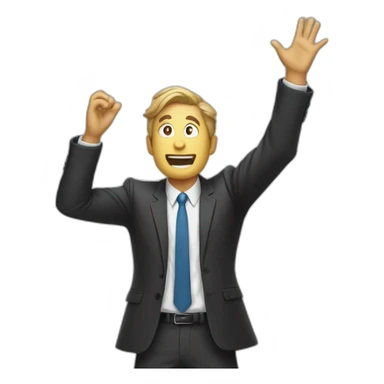 man in suit arms in the air summoning something sticker