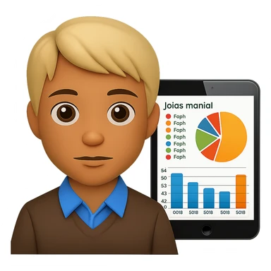 Person reading data and graphs in apple emoji style with a green background. sticker