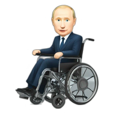 putin wheelchair on stairs sticker