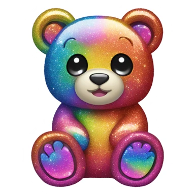 Lisa frank glitter bear with rainbow roses sticker
