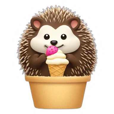 Hedgehog eating ice-cream  sticker