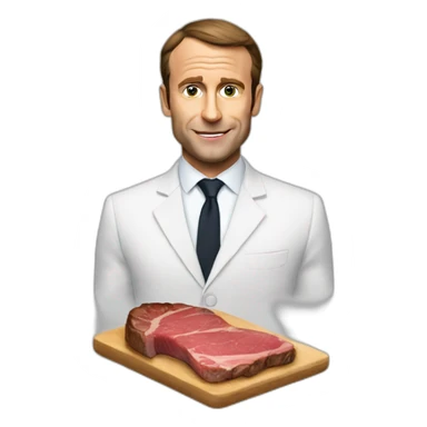 Macron avec un steak sticker