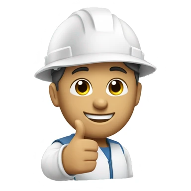 light skin engineer wearing a white construction hat and giving a thumbs up with his hand sticker