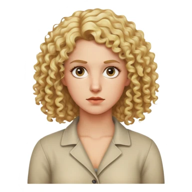 nữ 30 tuổi, tóc xoăn màu vàng, da trắng, mặt nghiêm túc sticker