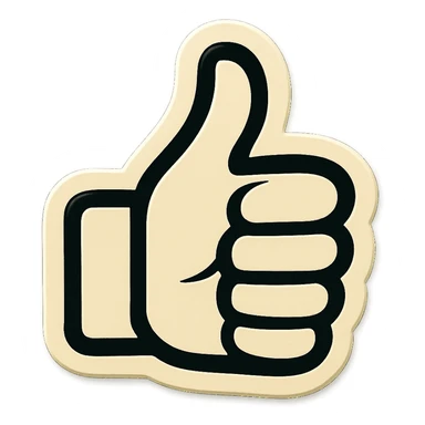 thumbs up with bold outlines, no color, retro sticker style sticker