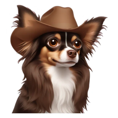 Chocolate long haired chihuahua wearing flat brim hat sticker