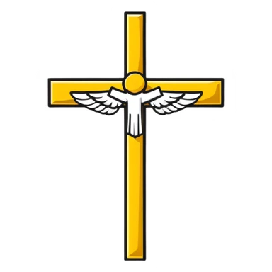 religious saint emblem with cross and golden details sticker