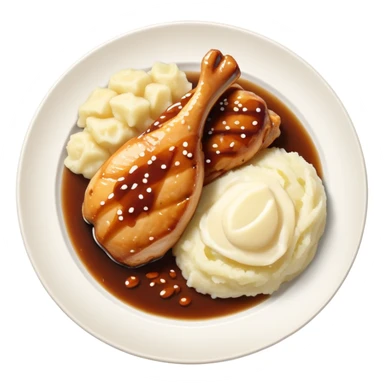 Plate of chicken teriyaki and mashed potatoes  sticker