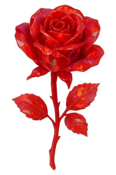 red Opal crystal rose flower, remove background sticker