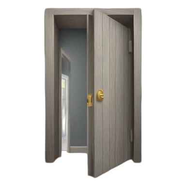 One gray wood open door perspective sticker