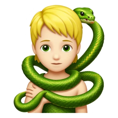 child with snake on shoulders sticker