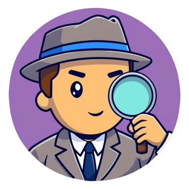 A detective looking through a magnifying glass sticker