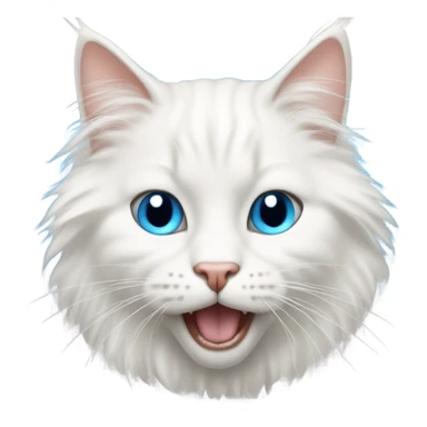 white long hair cat with blue eyes screaming  sticker