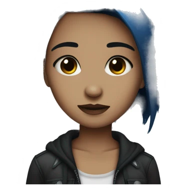 emo girl brown skin dark blue hair  sticker
