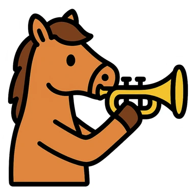color outline icon of horse playing trumpet sticker