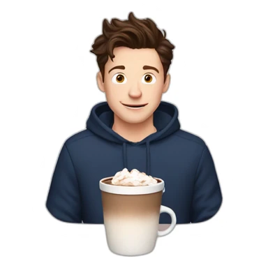 Tom Holland with hot chocolate sticker